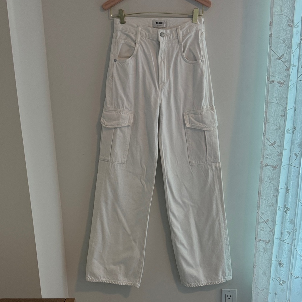 AGOLDE Minka High - Waisted White Wide-Leg Cargo Pants - Picture 5 of 6